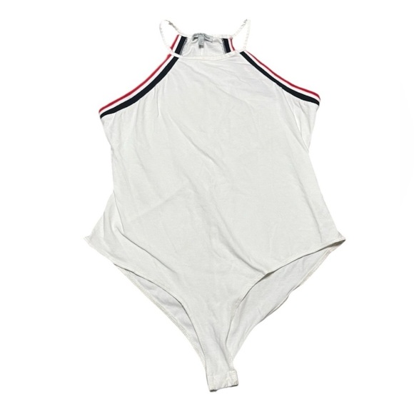Charlotte Russe Tops - Charlotte Russe Women’s Large White Bodysuit with Red and Black Trim